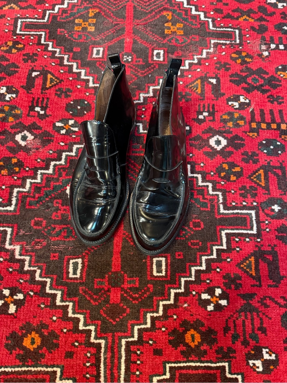 Jeffery Campbell Black Leather Slip-On Chelsea Loafers